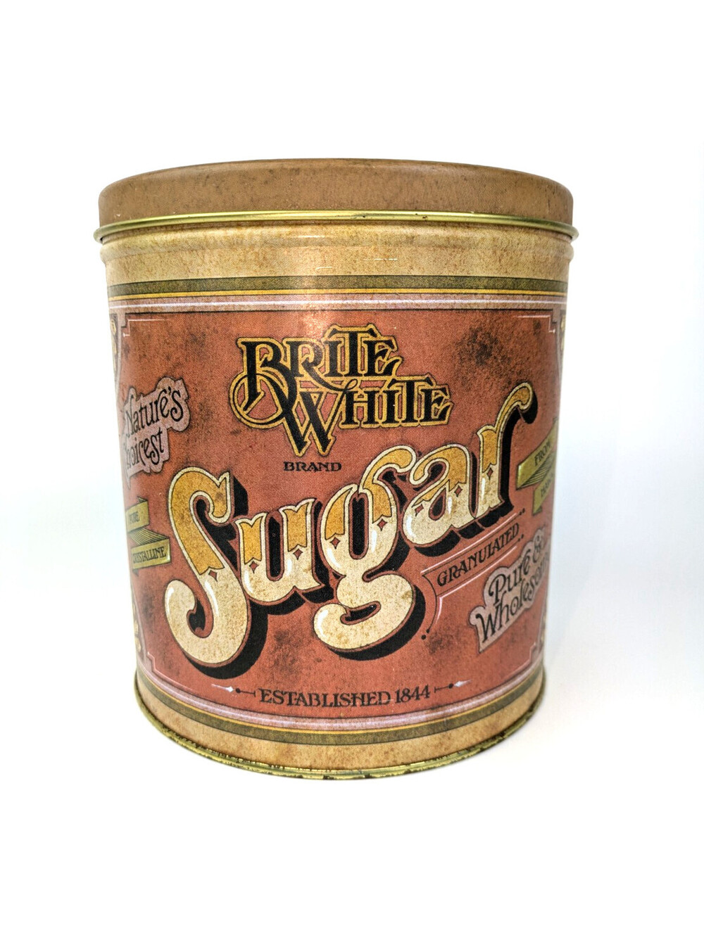 Vintage Ballonoff Brite White Sugar Tin Canister 1970s Kitchen Storage Made USA